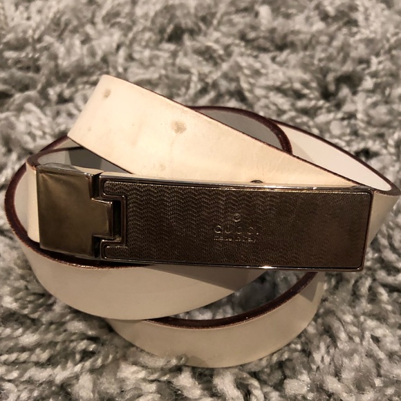 USED! Gucci belt in White with Silver Hardware 30 main image 4